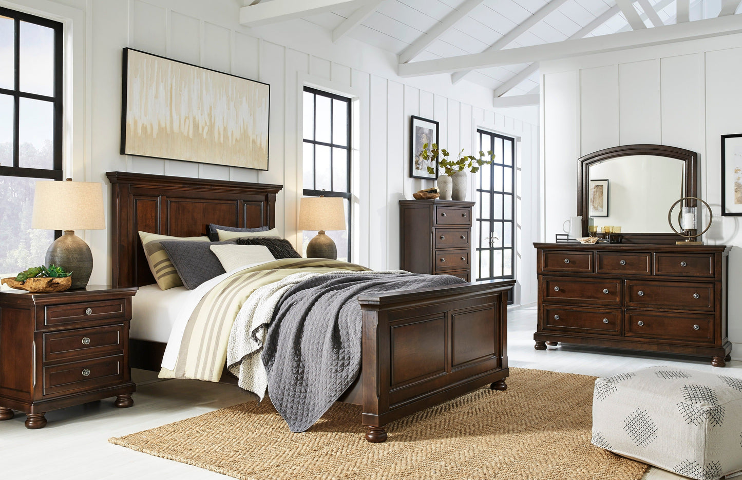 Porter Rustic Brown Panel Bedroom Set - SET | B697-54 | B697-57 | B697-96 | B697-31 | B697-92 - Luna Furniture - Dallas Store