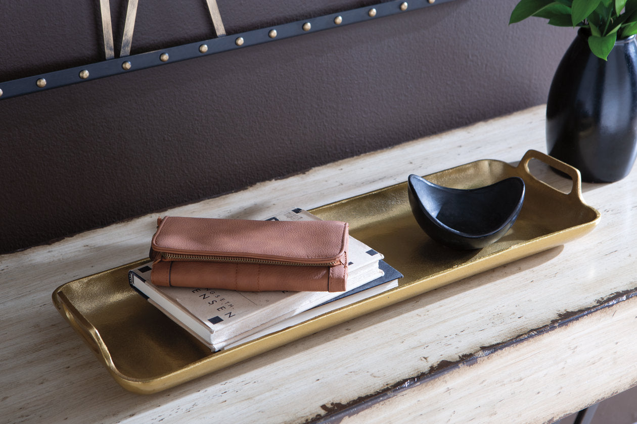 Posy Gold Finish Tray - A2000136 - Luna Furniture - Dallas Store