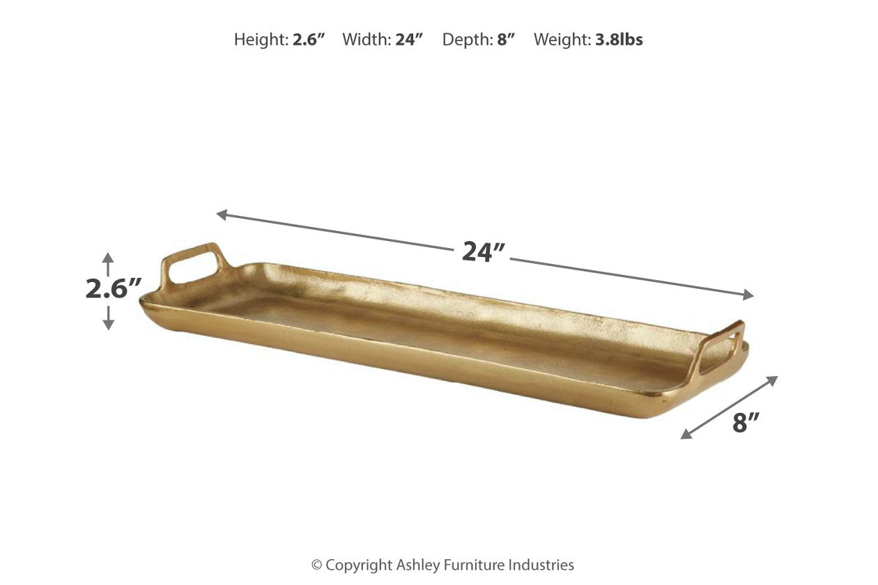 Posy Gold Finish Tray - A2000136 - Luna Furniture - Dallas Store