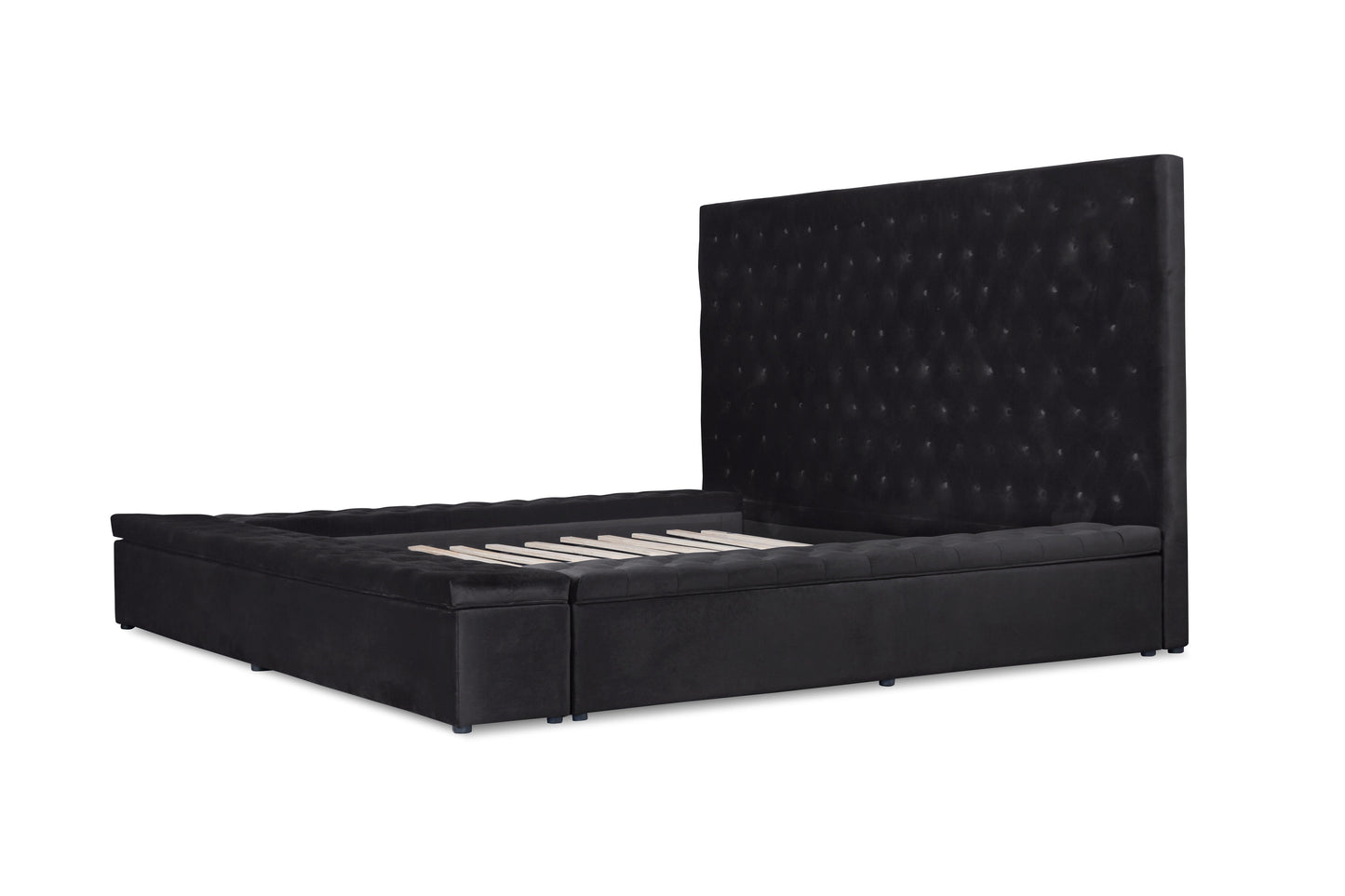 Prague Black Velvet Queen Upholstered Storage Platform Bed - SET | SH250BLK-1 | SH250BLK-2 | SH250BLK-3 - Luna Furniture - Dallas Store