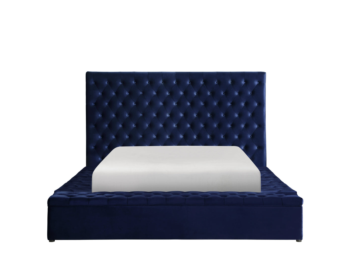 Prague Blue Velvet Queen Upholstered Storage Platform Bed - SET | SH250BLU-1 | SH250BLU-2 | SH250BLU-3 - Luna Furniture - Dallas Store