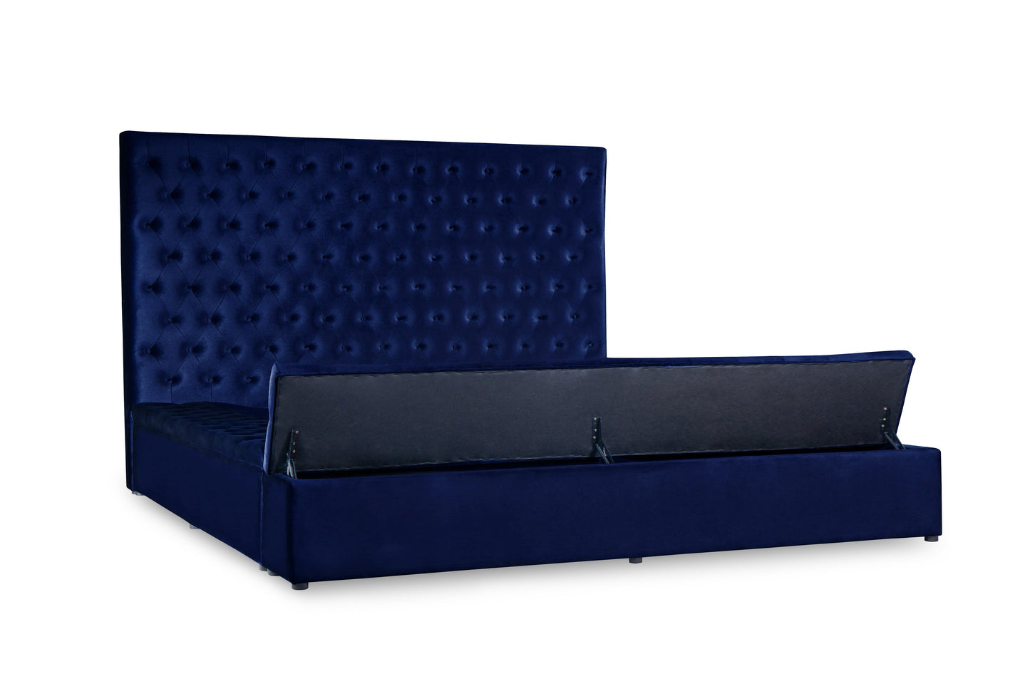 Prague Blue Velvet Queen Upholstered Storage Platform Bed - SET | SH250BLU-1 | SH250BLU-2 | SH250BLU-3 - Luna Furniture - Dallas Store