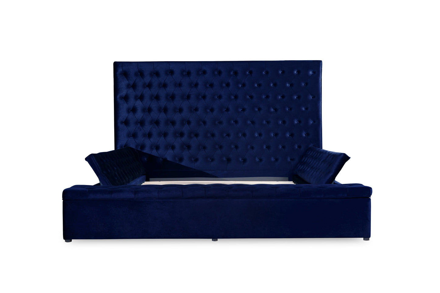 Prague Blue Velvet Queen Upholstered Storage Platform Bed - SET | SH250BLU-1 | SH250BLU-2 | SH250BLU-3 - Luna Furniture - Dallas Store