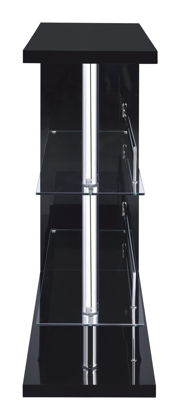 Prescott Glossy Black Rectangular 2-Shelf Bar Unit - 100165 - Luna Furniture - Dallas Store
