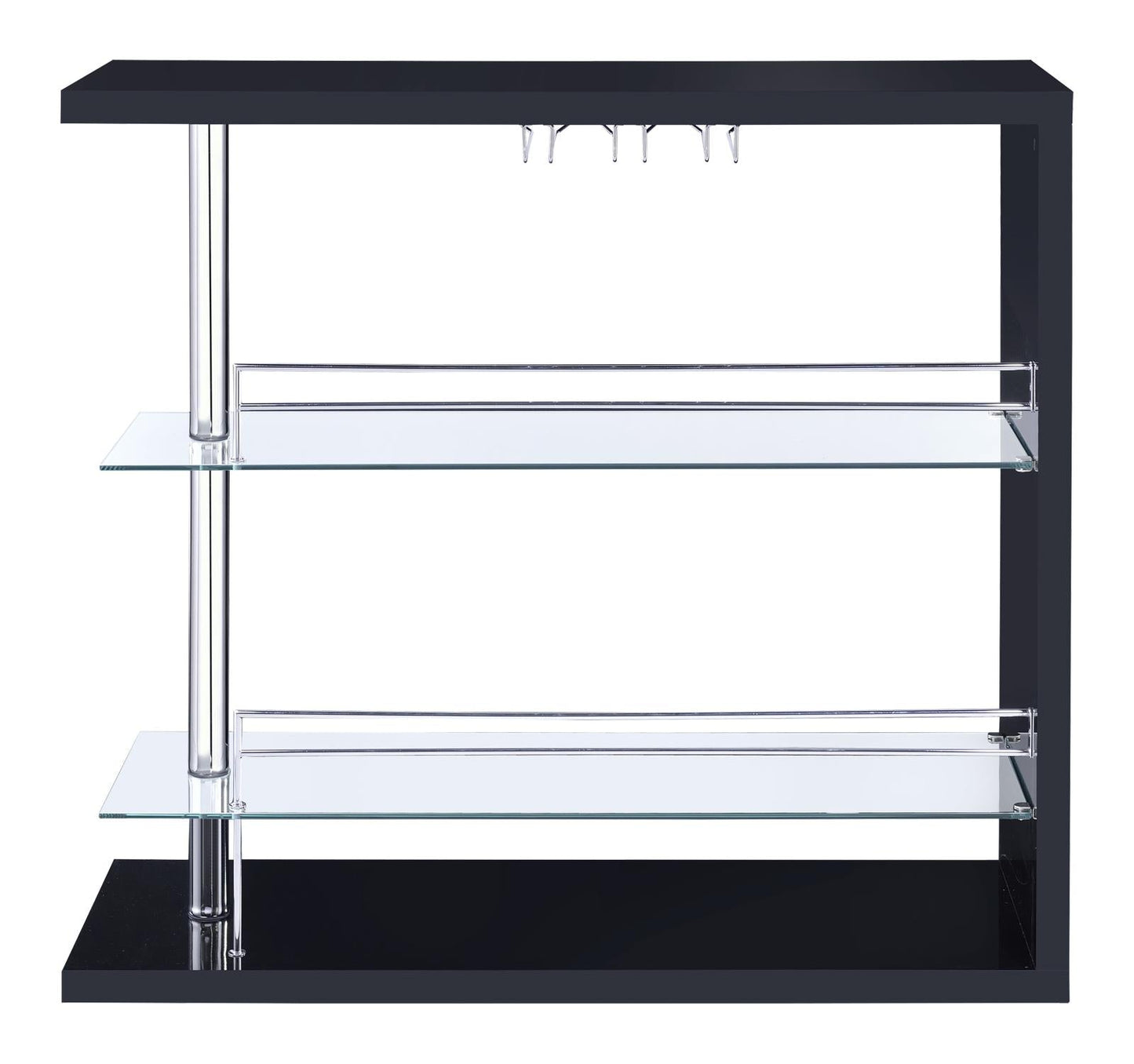 Prescott Glossy Black Rectangular 2-Shelf Bar Unit - 100165 - Luna Furniture - Dallas Store