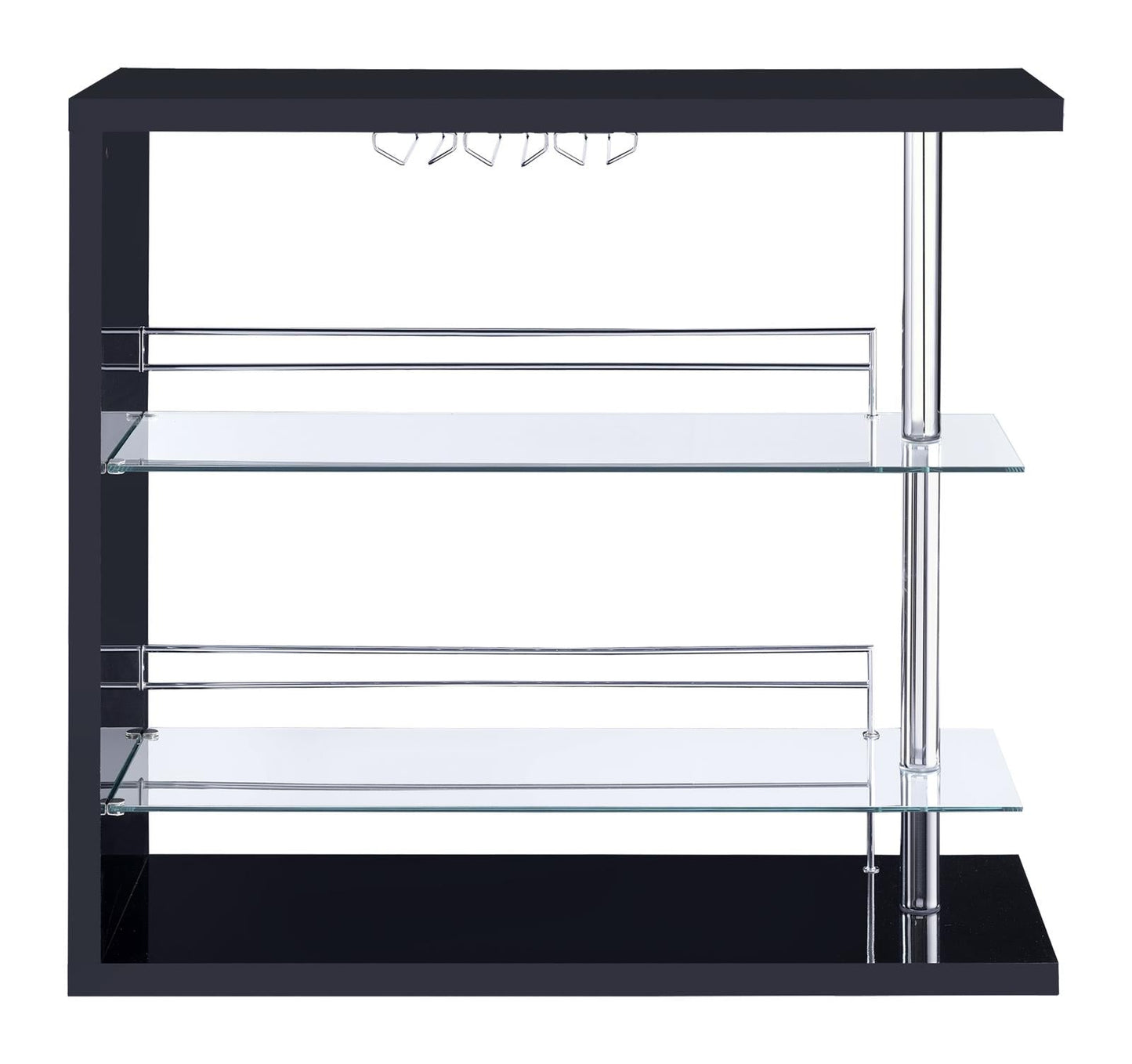 Prescott Glossy Black Rectangular 2-Shelf Bar Unit - 100165 - Luna Furniture - Dallas Store