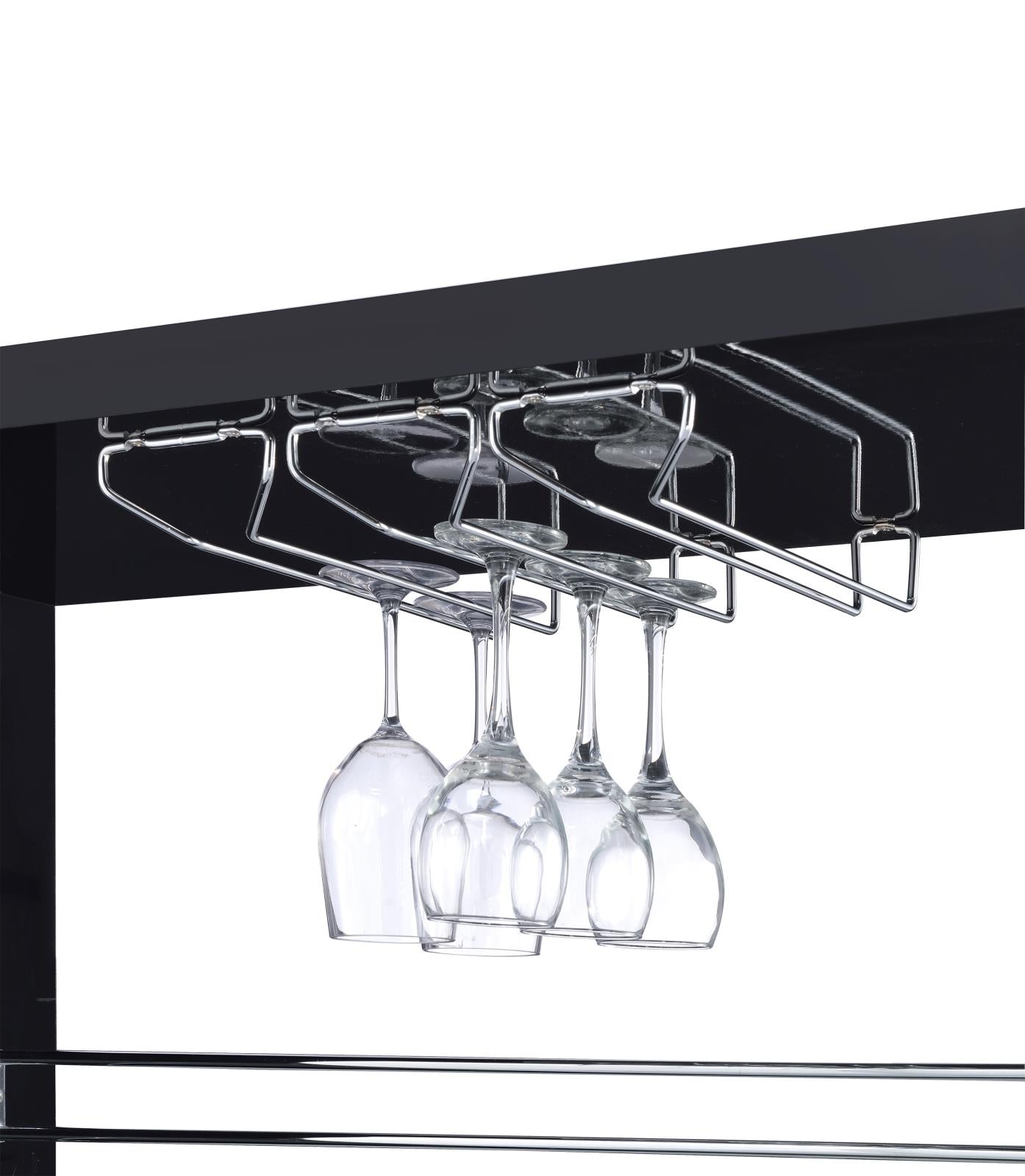 Prescott Glossy Black Rectangular 2-Shelf Bar Unit - 100165 - Luna Furniture - Dallas Store