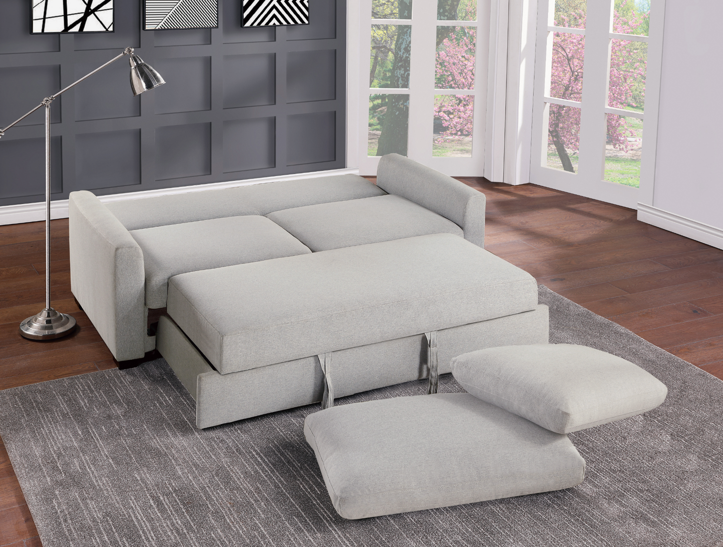 Price Gray Convertible Studio Sofa with Pull-out Bed - 9525RF-3CL - Luna Furniture - Dallas Store