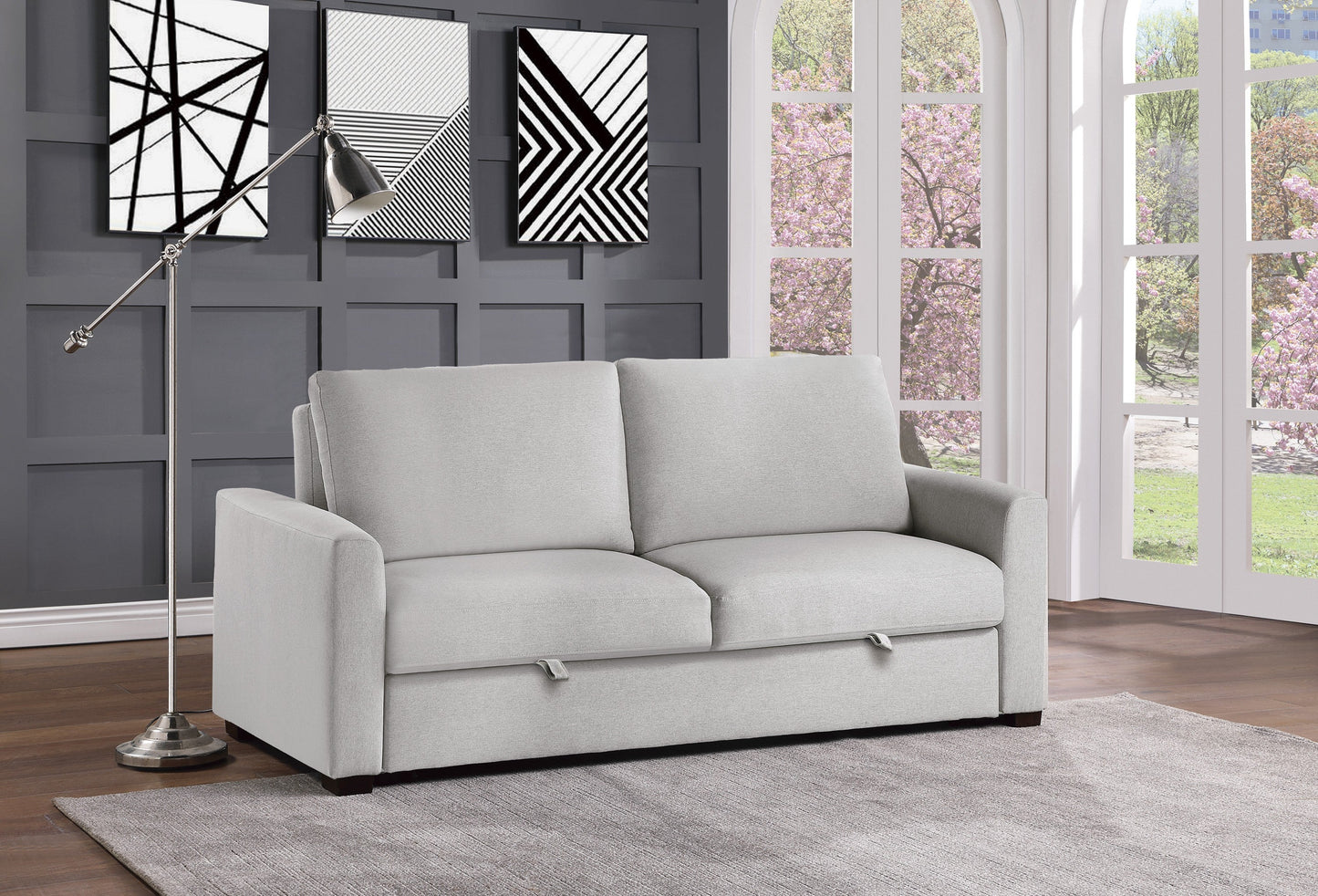 Price Gray Convertible Studio Sofa with Pull-out Bed - 9525RF-3CL - Luna Furniture - Dallas Store