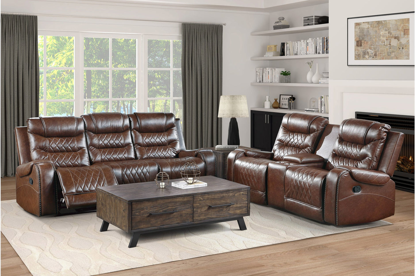 Putnam Brown Reclining Living Room Set - SET | 9405BR-1 | 9405BR-2 | 9405BR-3 - Luna Furniture - Dallas Store