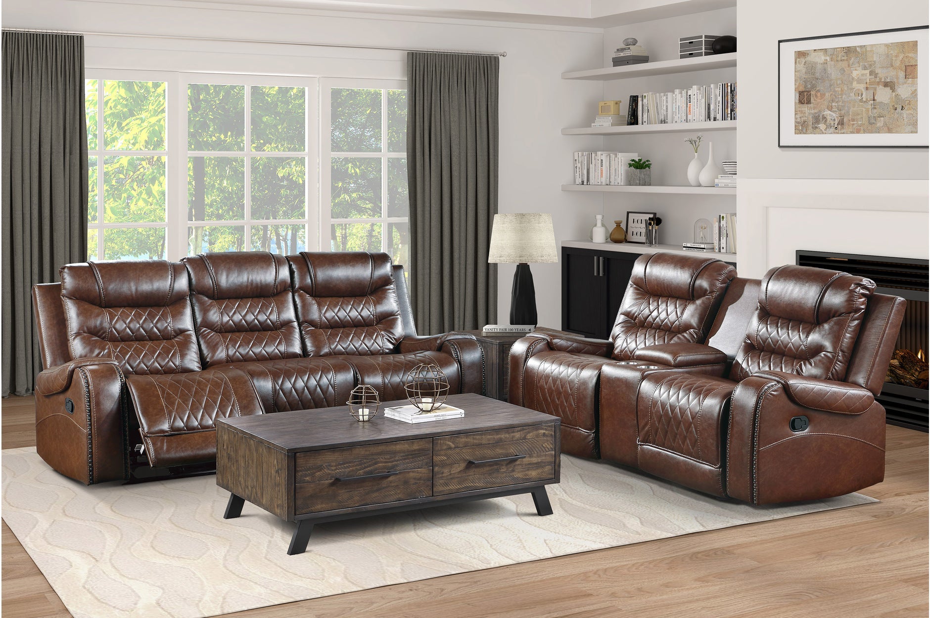 Putnam Brown Reclining Living Room Set - SET | 9405BR-1 | 9405BR-2 | 9405BR-3 - Luna Furniture - Dallas Store