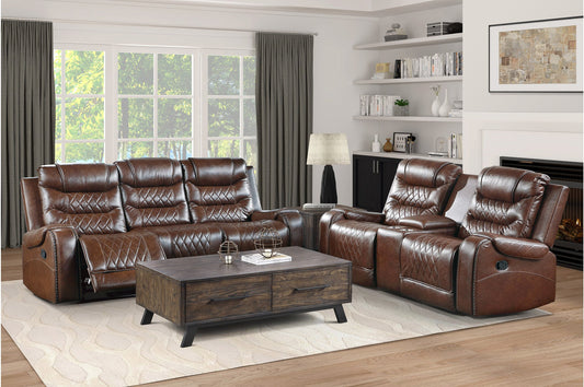 Putnam Brown Reclining Living Room Set - SET | 9405BR-1 | 9405BR-2 | 9405BR-3 - Luna Furniture - Dallas Store