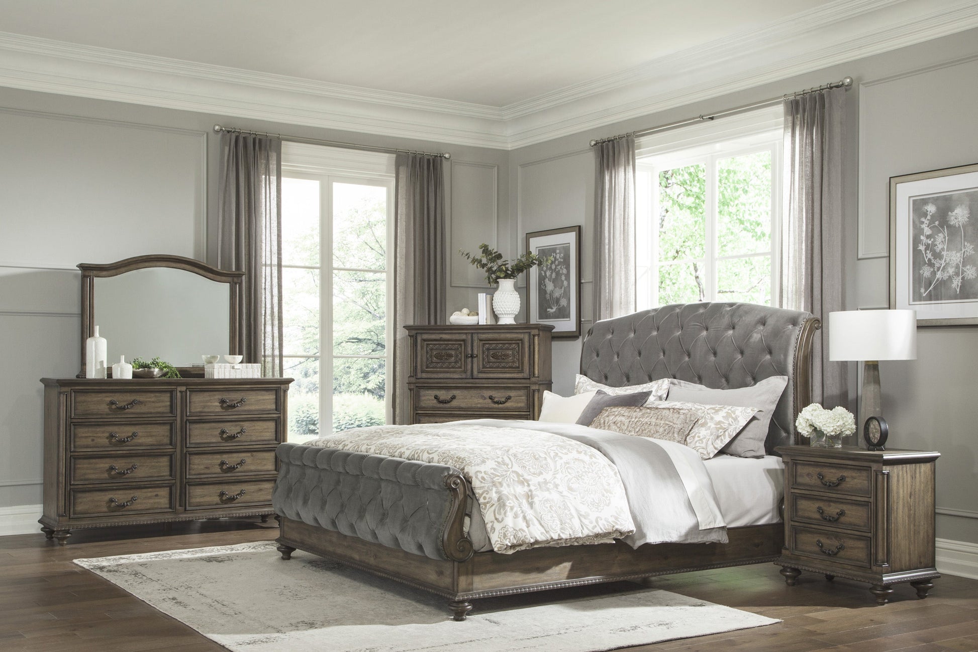 Rachelle Weathered Pecan Mirror (Mirror Only) - 1693-6 - Luna Furniture - Dallas Store