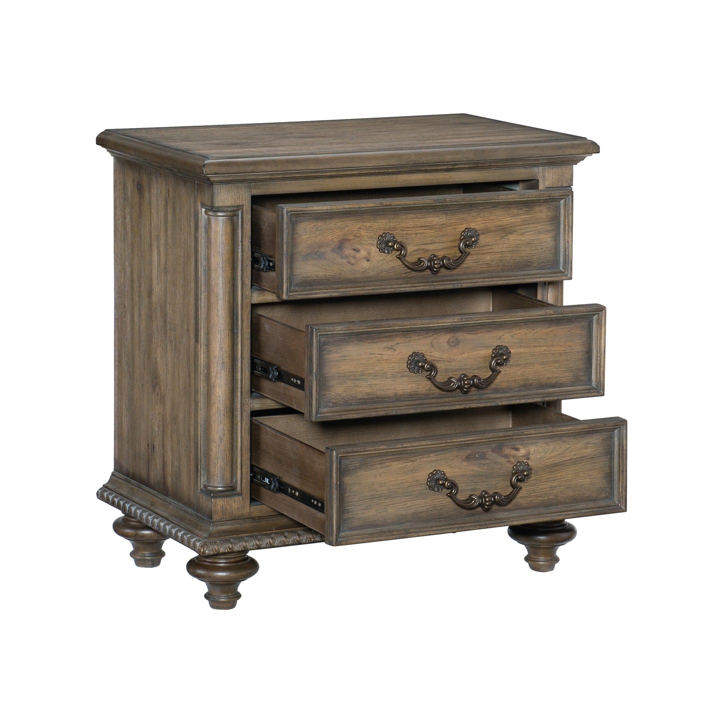 Rachelle Weathered Pecan Nightstand - 1693-4 - Luna Furniture - Dallas Store