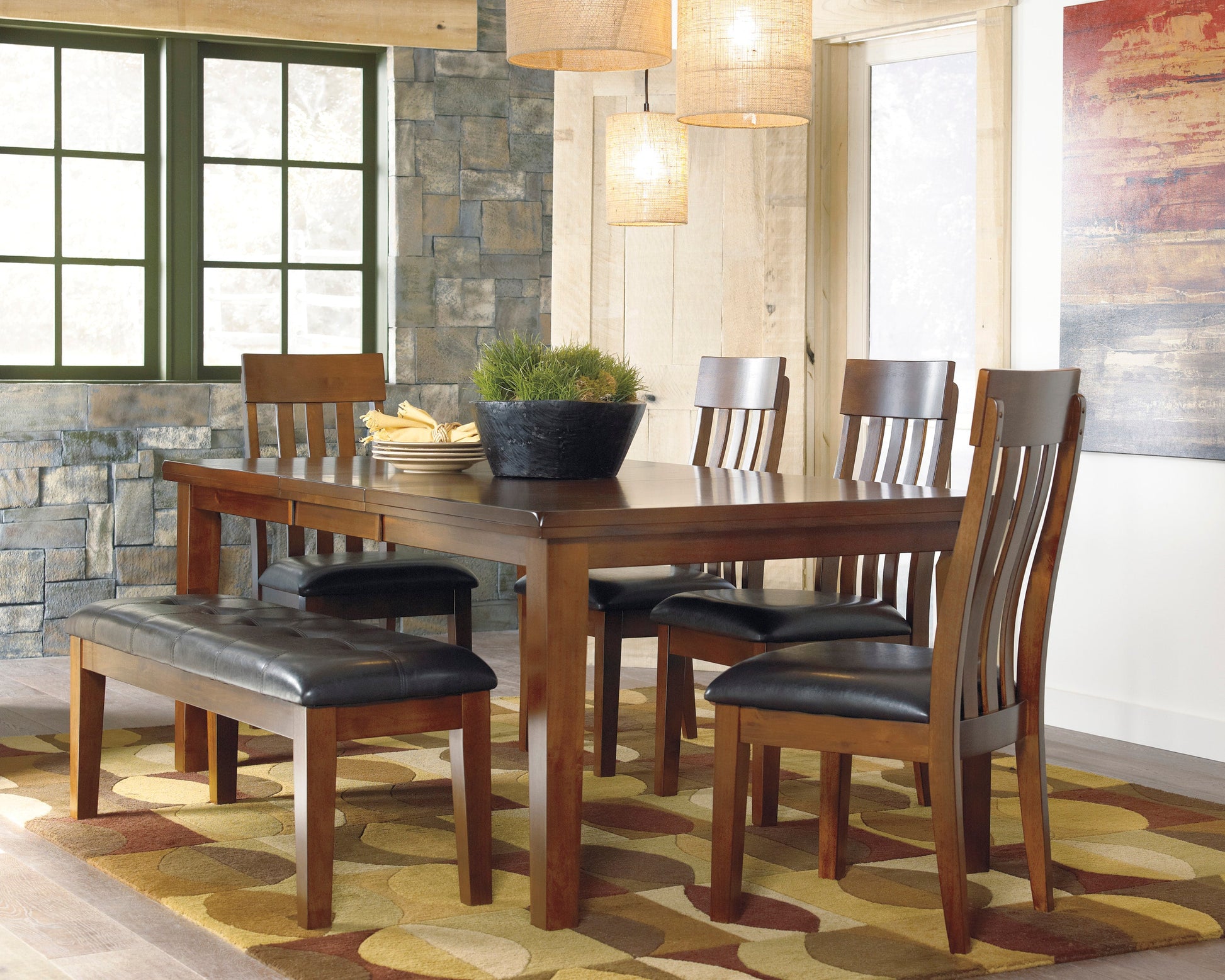 Ralene Medium Brown Extendable Dining Set - SET | D594-35 | D594-01(3) - Luna Furniture - Dallas Store
