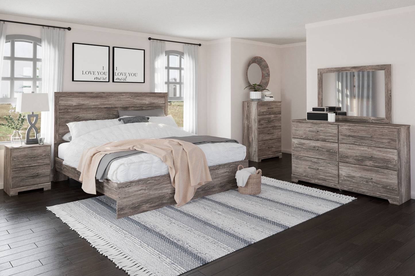 Ralinksi Gray Panel Bedroom Set - SET | B2587-71 | B2587-96 | B2587-31 | B2587-36 - Luna Furniture - Dallas Store