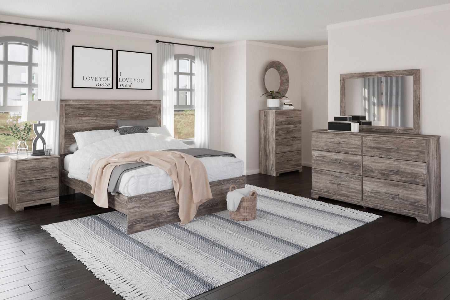 Ralinksi Gray Queen Panel Bed - SET | B2587-71 | B2587-96 - Luna Furniture - Dallas Store