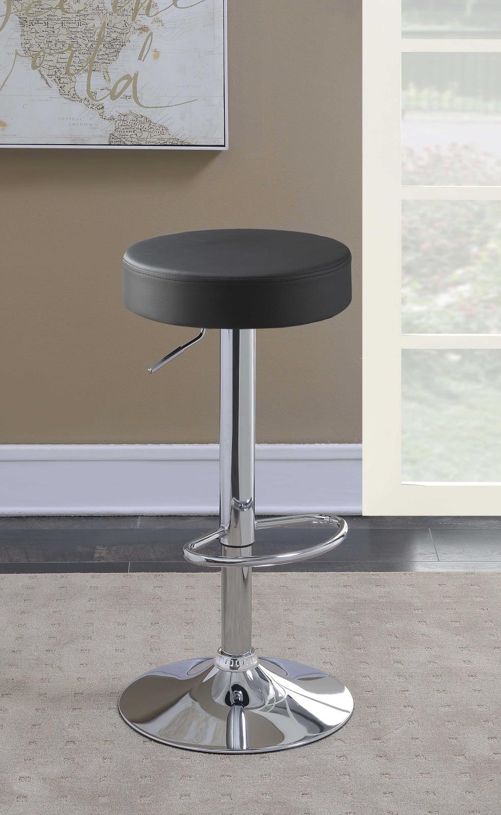 Ramses Chrome/Black 29" Adjustable Bar Stool - 102558 - Luna Furniture - Dallas Store