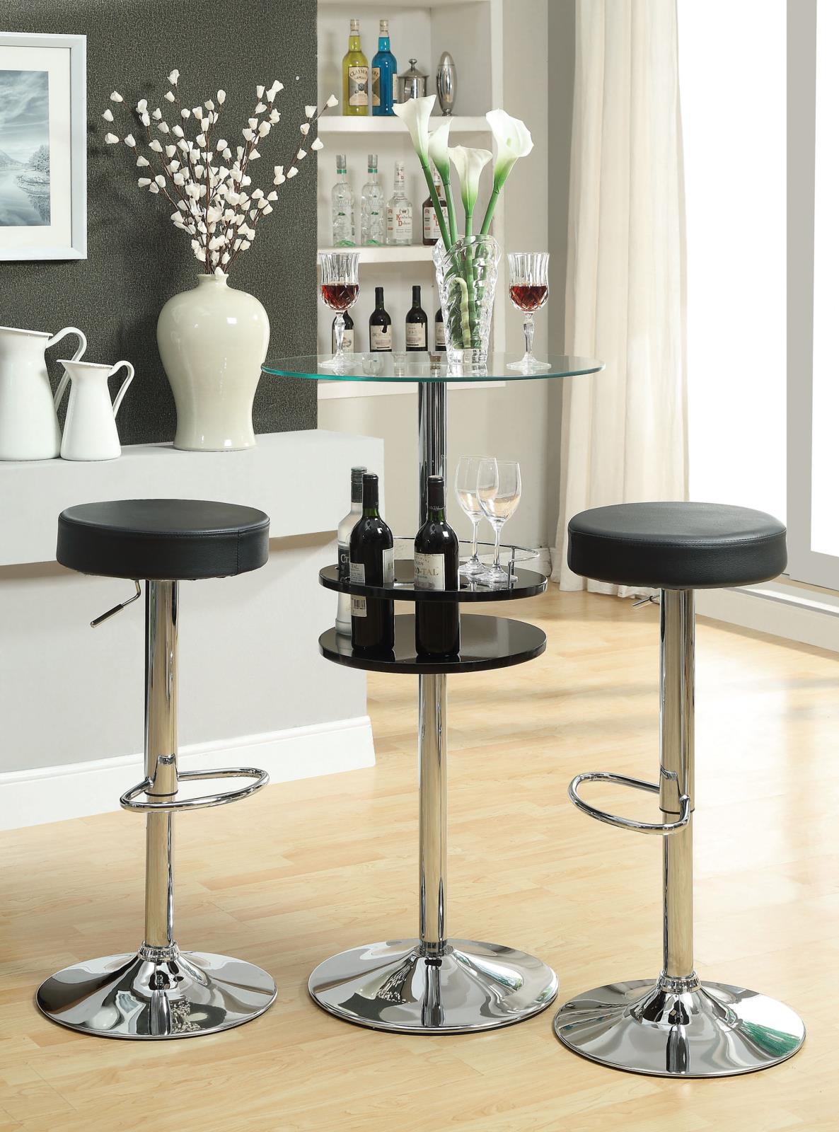 Ramses Chrome/Black 29" Adjustable Bar Stool - 102558 - Luna Furniture - Dallas Store