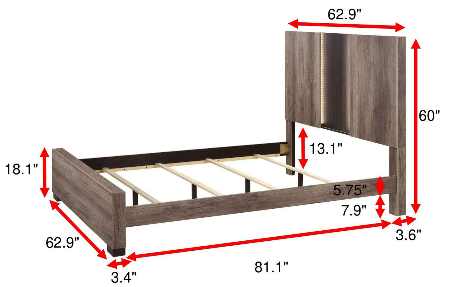 Rangley Brown LED Panel Bedroom Set - SET | B6830-Q-HB | B6830-Q-FB | B6830-KQ-RAIL | B6830-2 | B6830-4 - Luna Furniture - Dallas Store