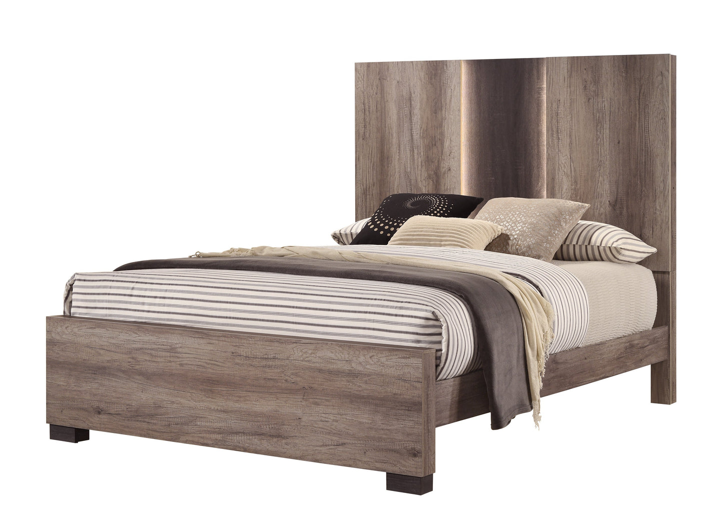 Rangley Brown LED Panel Bedroom Set - SET | B6830-Q-HB | B6830-Q-FB | B6830-KQ-RAIL | B6830-2 | B6830-4 - Luna Furniture - Dallas Store