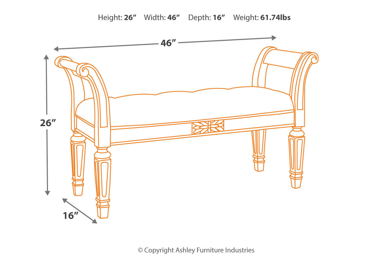 Realyn Antique White Accent Bench - A3000157 - Luna Furniture - Dallas Store