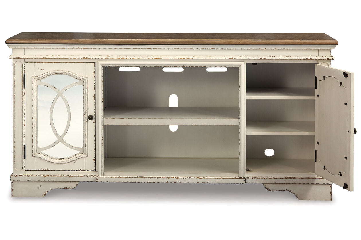 Realyn Chipped White 74" TV Stand - W743-68 - Luna Furniture - Dallas Store