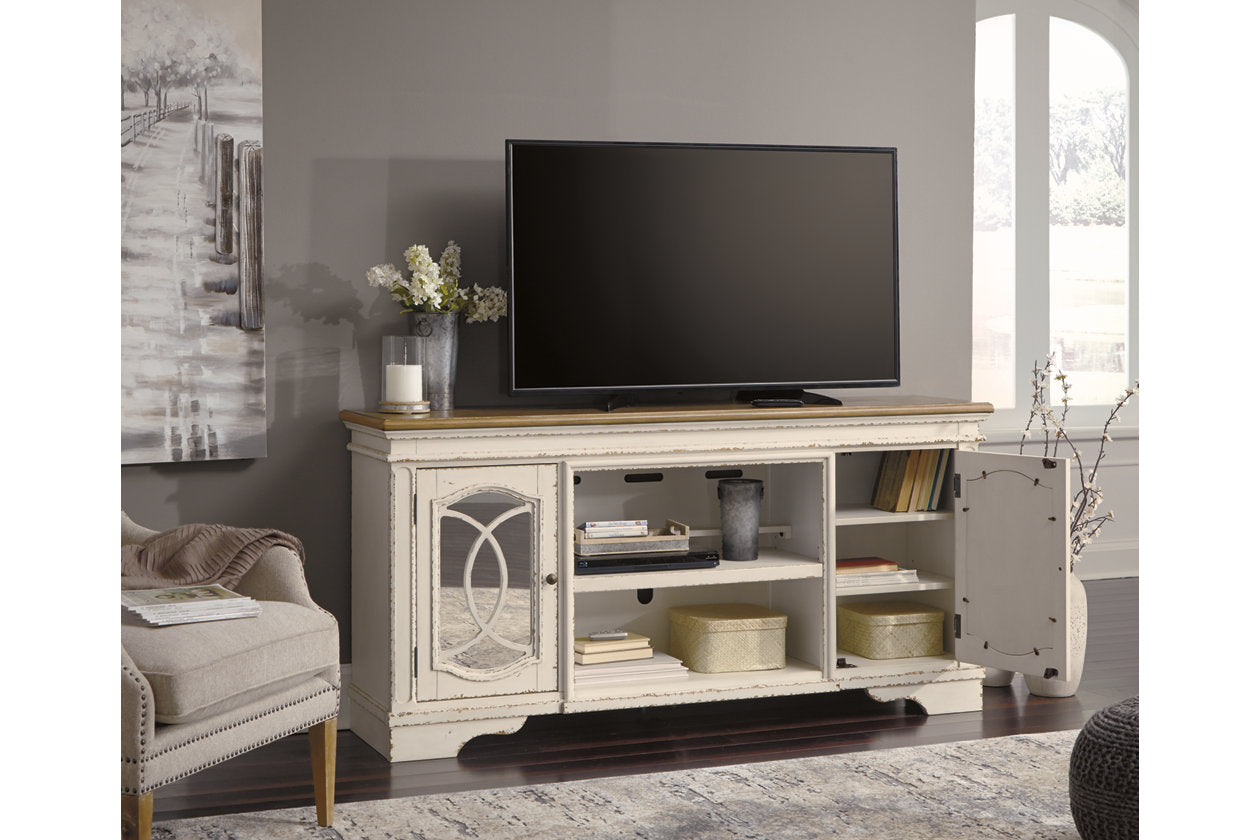 Realyn Chipped White 74" TV Stand - W743-68 - Luna Furniture - Dallas Store