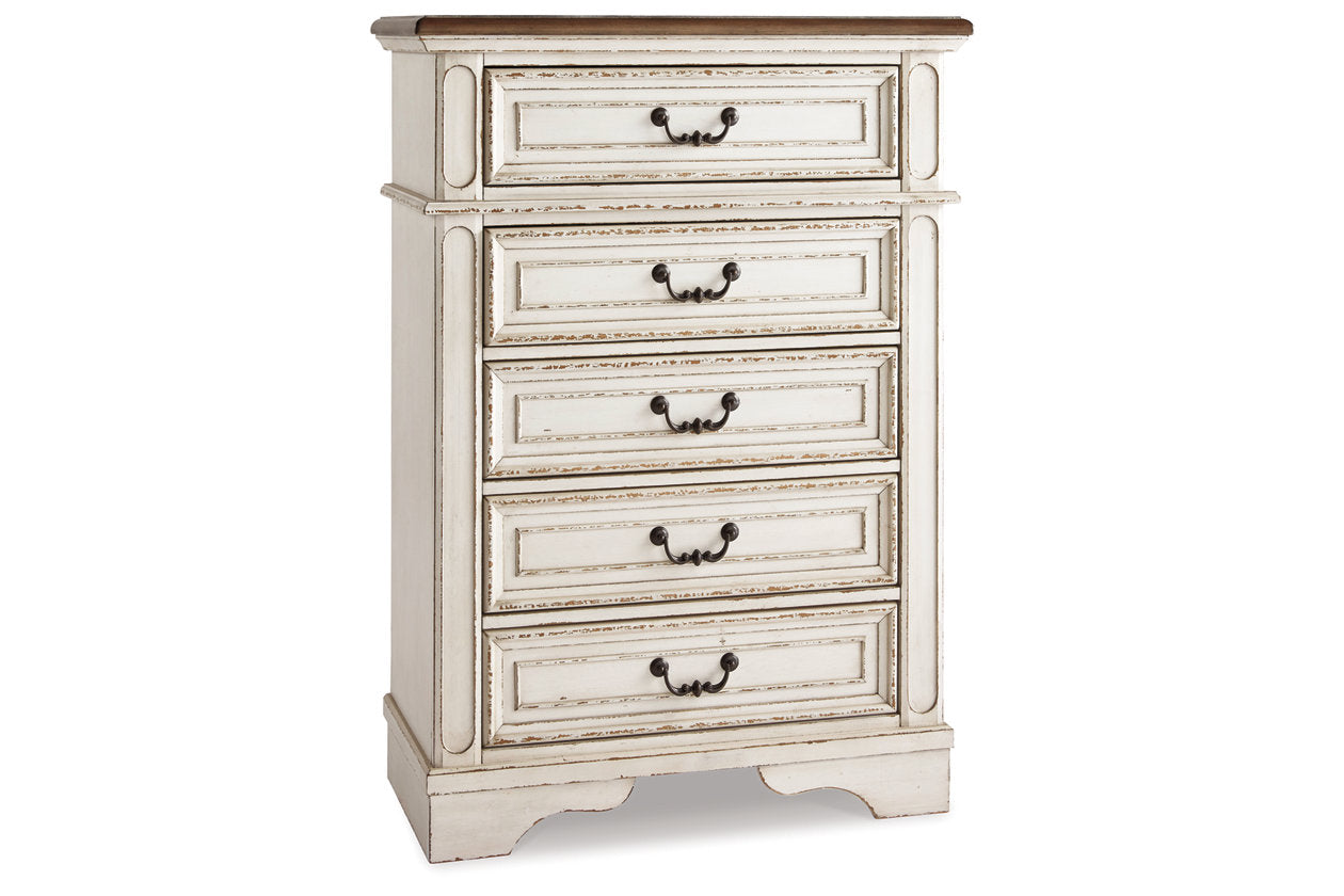 Realyn Chipped White Chest of Drawers - B743-45 - Luna Furniture - Dallas Store