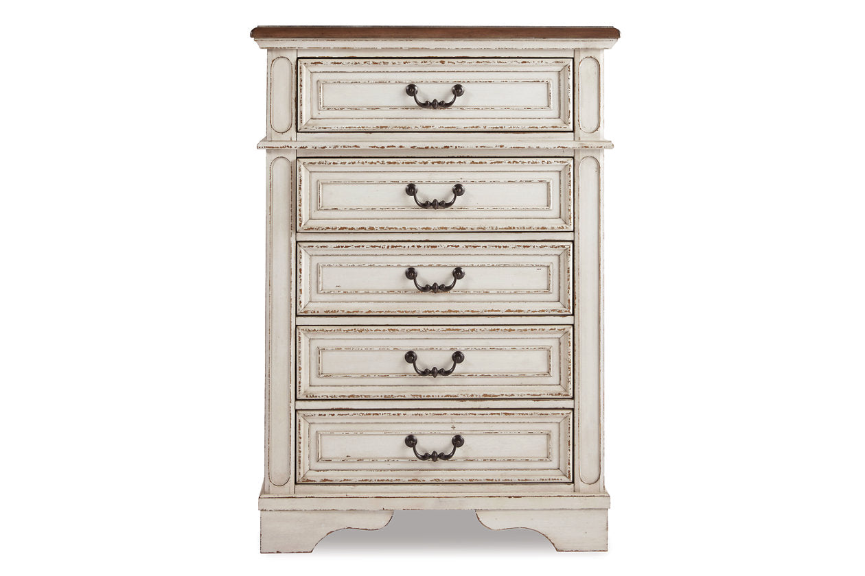 Realyn Chipped White Chest of Drawers - B743-45 - Luna Furniture - Dallas Store