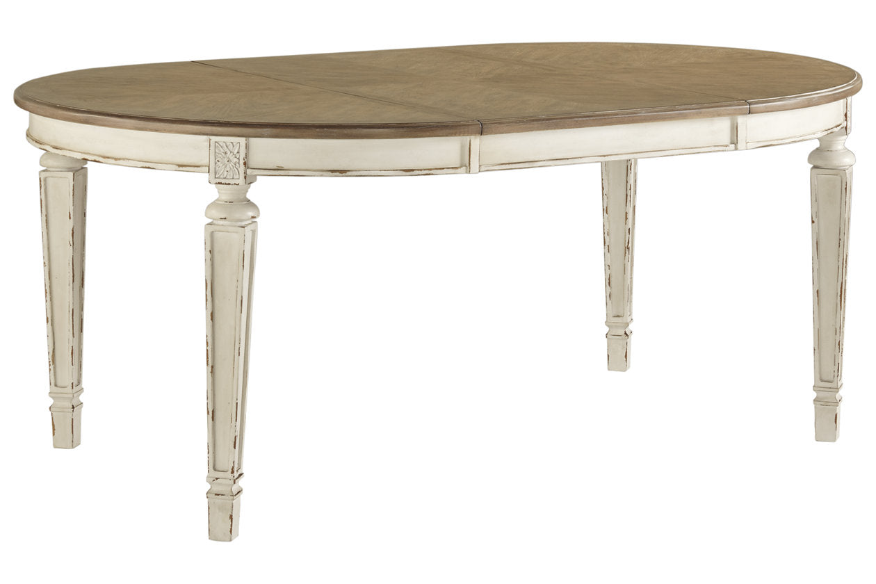 Realyn Chipped White Dining Extension Table - D743-35 - Luna Furniture - Dallas Store