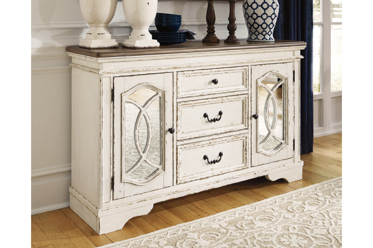 Realyn Chipped White Dining Server - D743-60 - Luna Furniture - Dallas Store