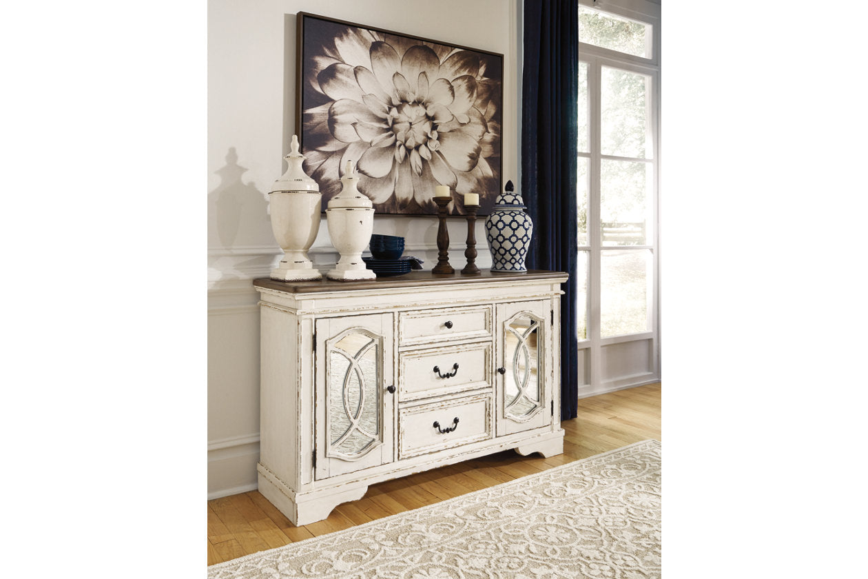 Realyn Chipped White Dining Server - D743-60 - Luna Furniture - Dallas Store