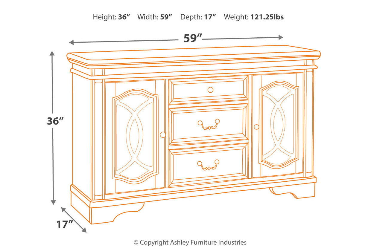 Realyn Chipped White Dining Server - D743-60 - Luna Furniture - Dallas Store