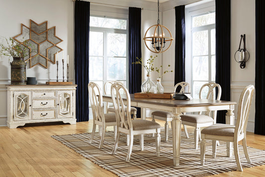 Realyn Chipped White Extendable Ladder Dining Set - SET | D743-45 | D743-01(4) - Luna Furniture - Dallas Store