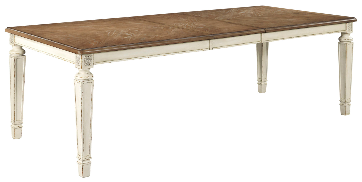 Realyn Chipped White Extendable Ladder Dining Set - SET | D743-45 | D743-01(4) - Luna Furniture - Dallas Store