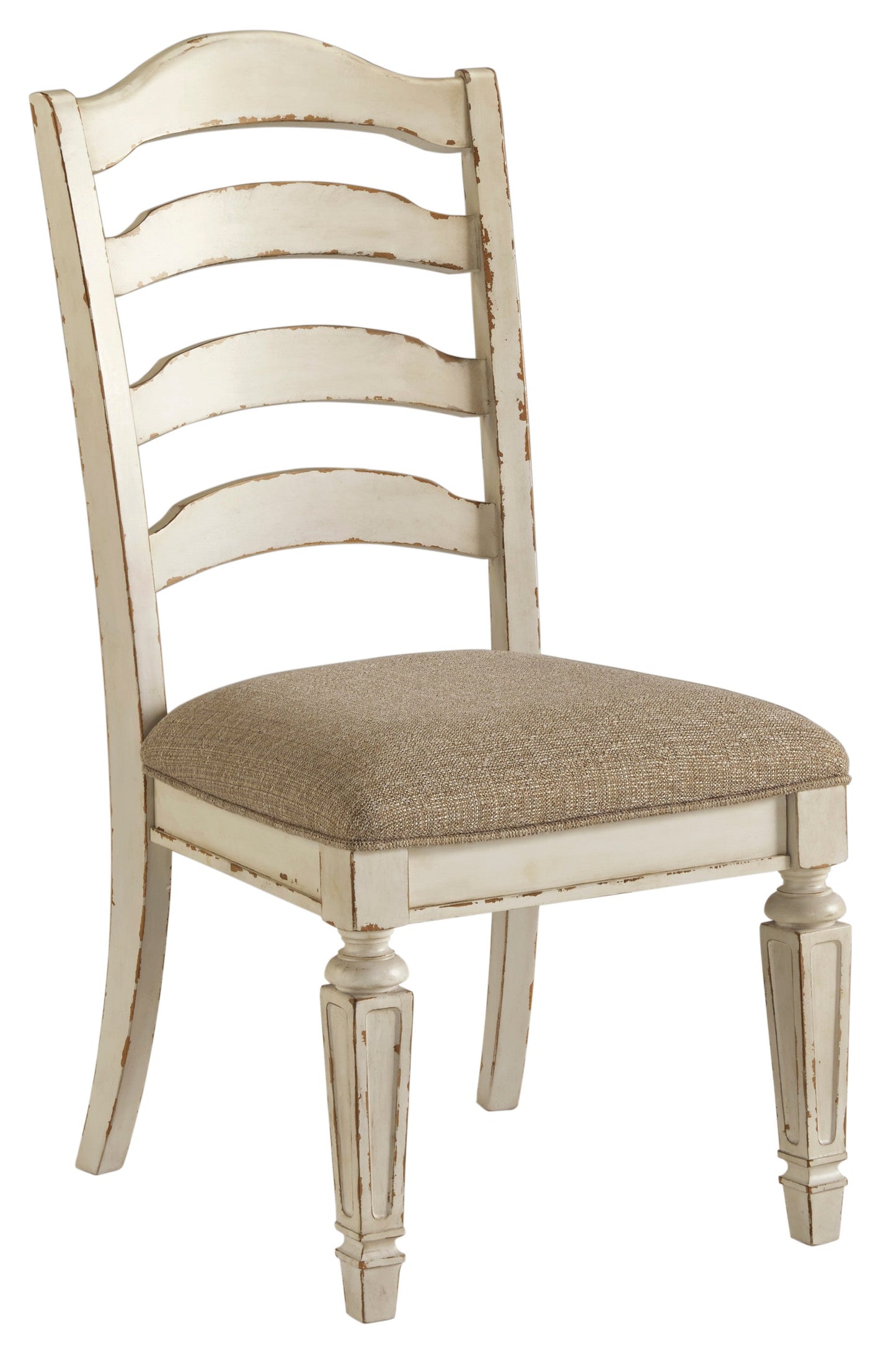 Realyn Chipped White Extendable Round/Oval Ladder Dining Set - SET | D743-35 | D743-01(4) - Luna Furniture - Dallas Store