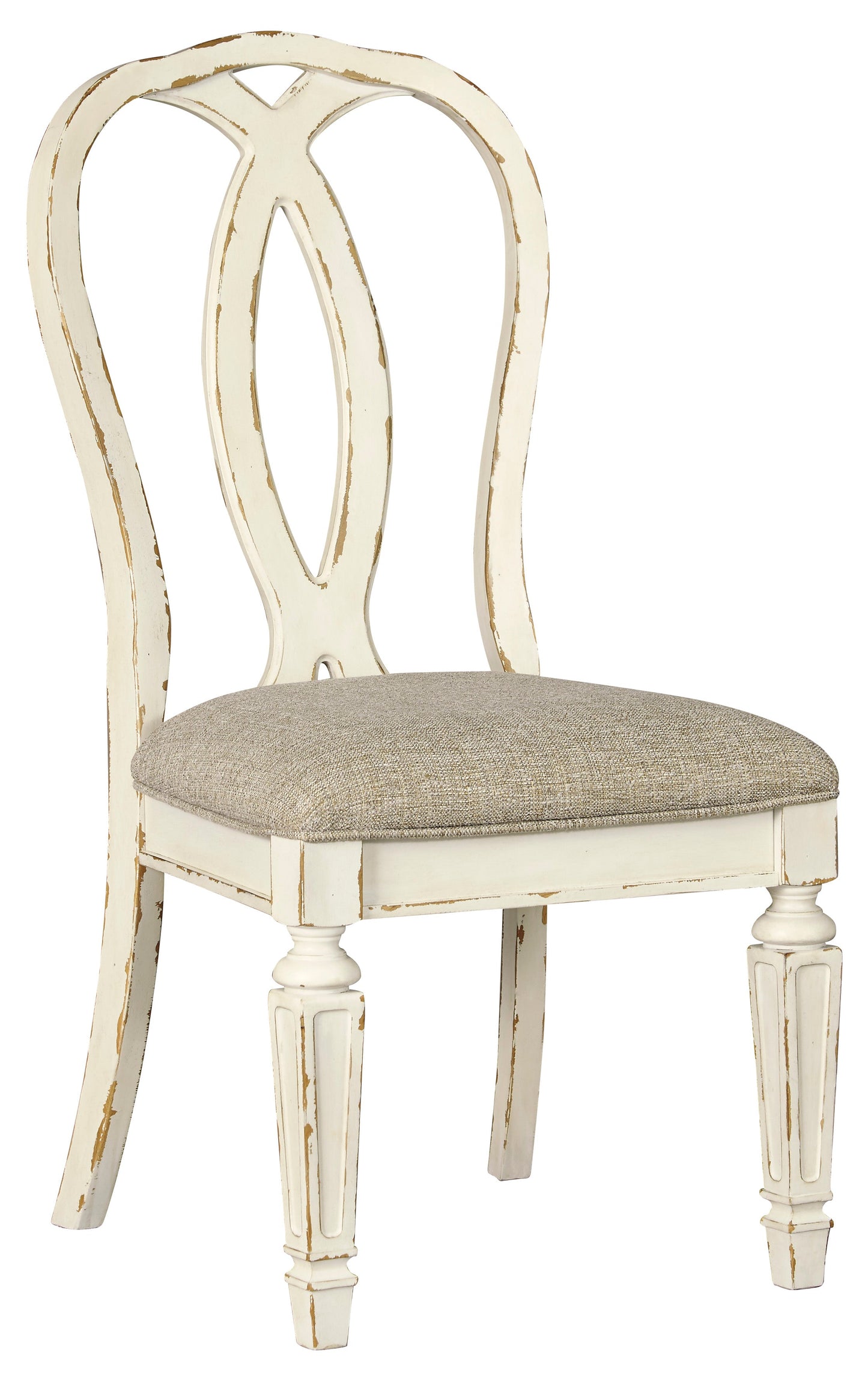 Realyn Chipped White Extendable Round/Oval Ladder Dining Set - SET | D743-35 | D743-01(4) - Luna Furniture - Dallas Store