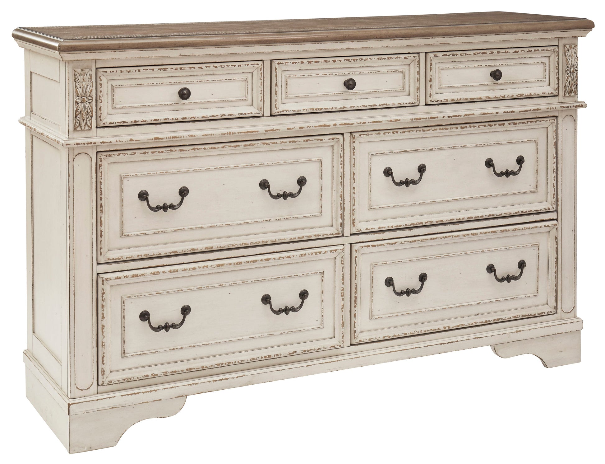 Realyn Chipped White Footboard Storage Platform Bedroom Set - SET | B743-54S | B743-57 | B743-196 | B743-93 | B743-46 - Luna Furniture - Dallas Store