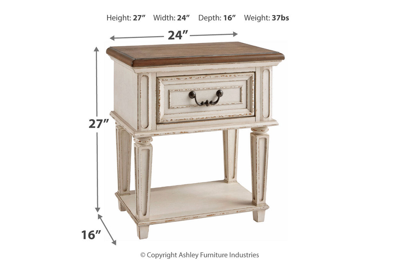 Realyn Chipped White Nightstand - B743-91 - Luna Furniture - Dallas Store
