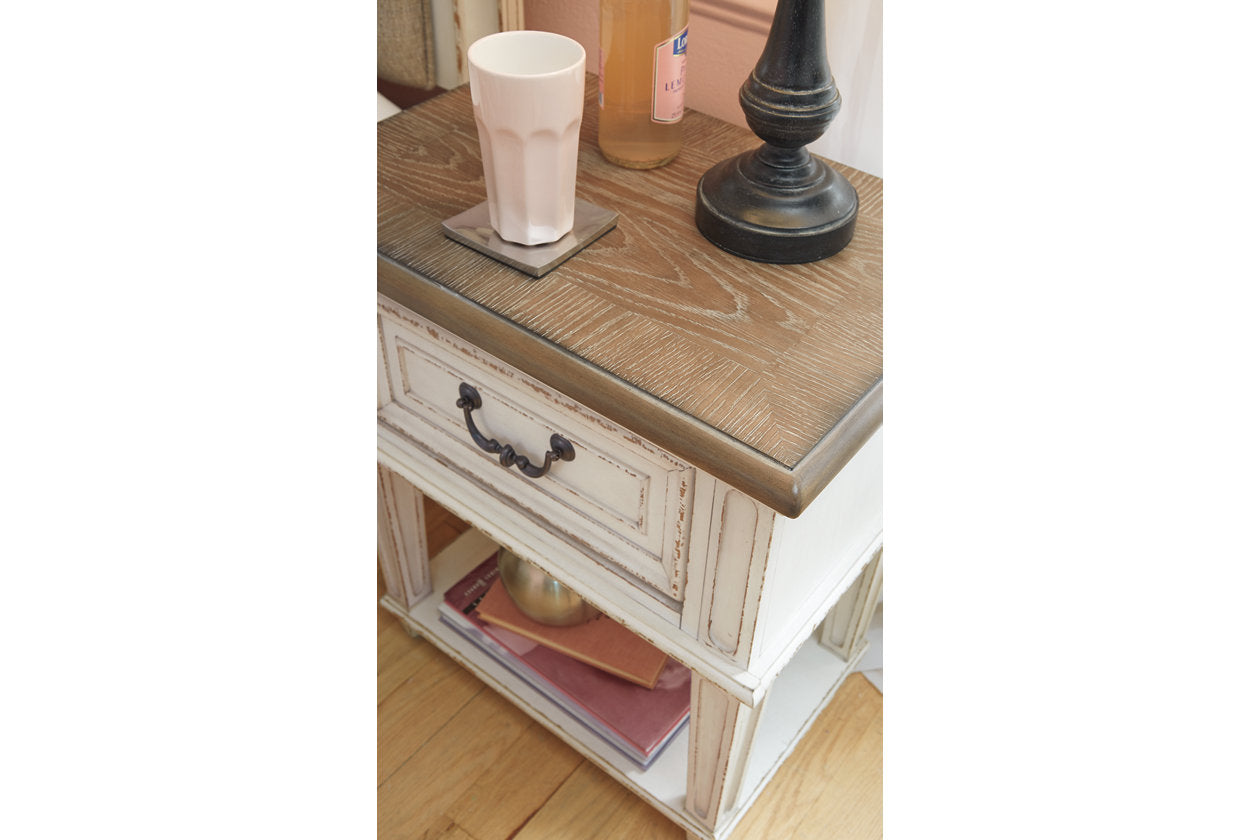 Realyn Chipped White Nightstand - B743-91 - Luna Furniture - Dallas Store