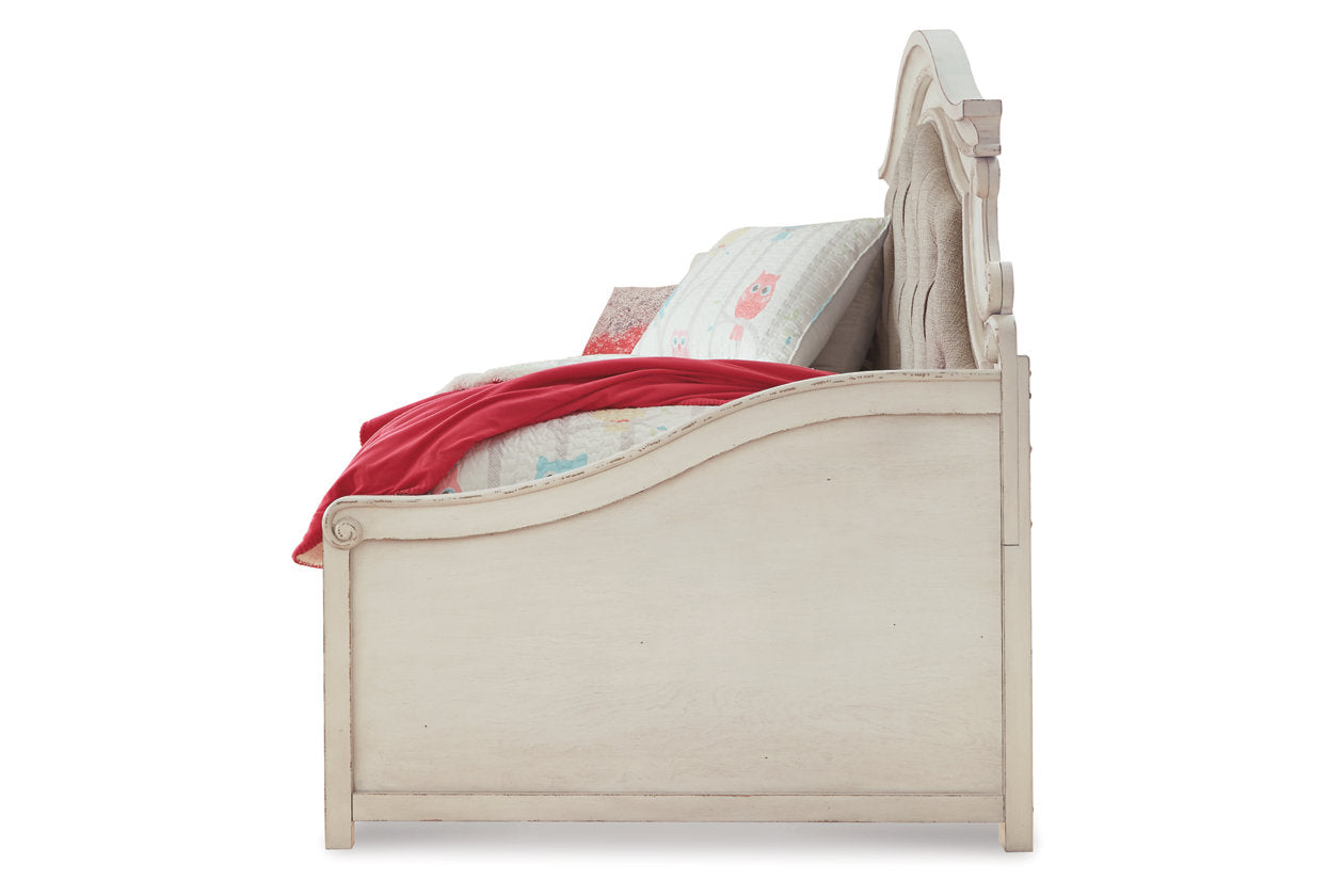 Realyn Chipped White Twin Daybed with 1 Large Storage Drawer - SET | B743-80 | B743-60 - Luna Furniture - Dallas Store
