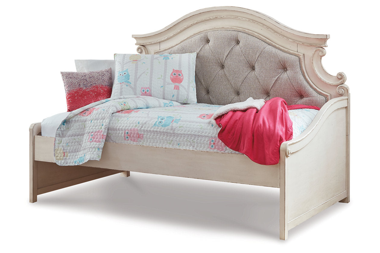 Realyn Chipped White Twin Daybed with 1 Large Storage Drawer - SET | B743-80 | B743-60 - Luna Furniture - Dallas Store