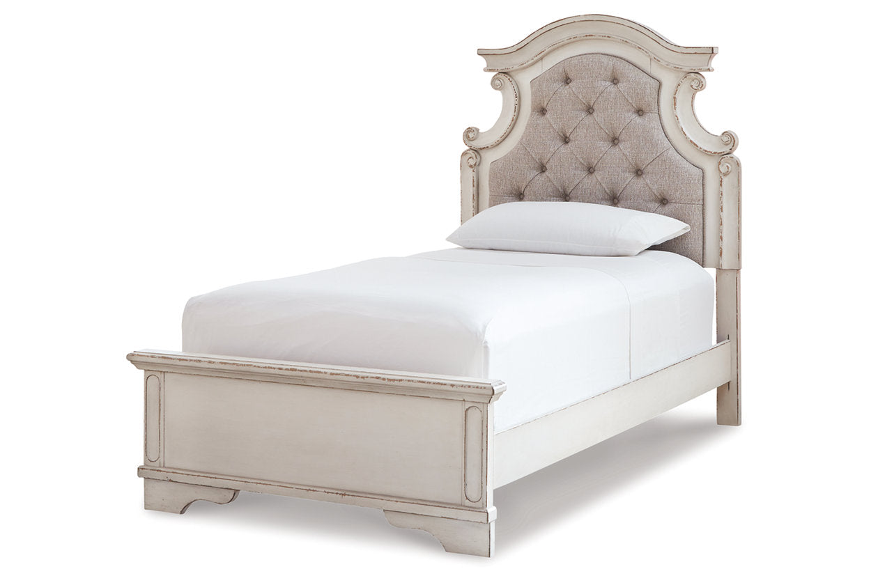 Realyn Chipped White Twin Panel Bed - SET | B743-52 | B743-53 | B743-83 - Luna Furniture - Dallas Store