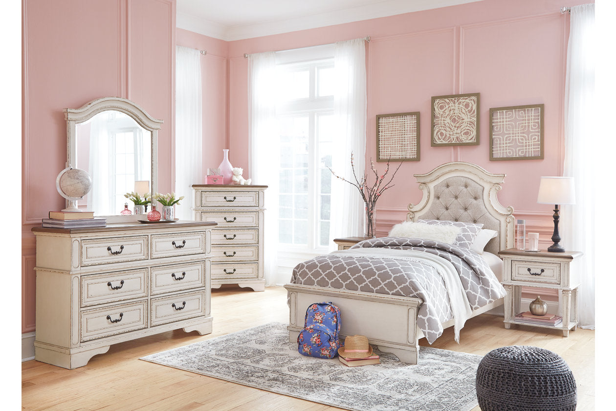 Realyn Chipped White Twin Panel Bed - SET | B743-52 | B743-53 | B743-83 - Luna Furniture - Dallas Store
