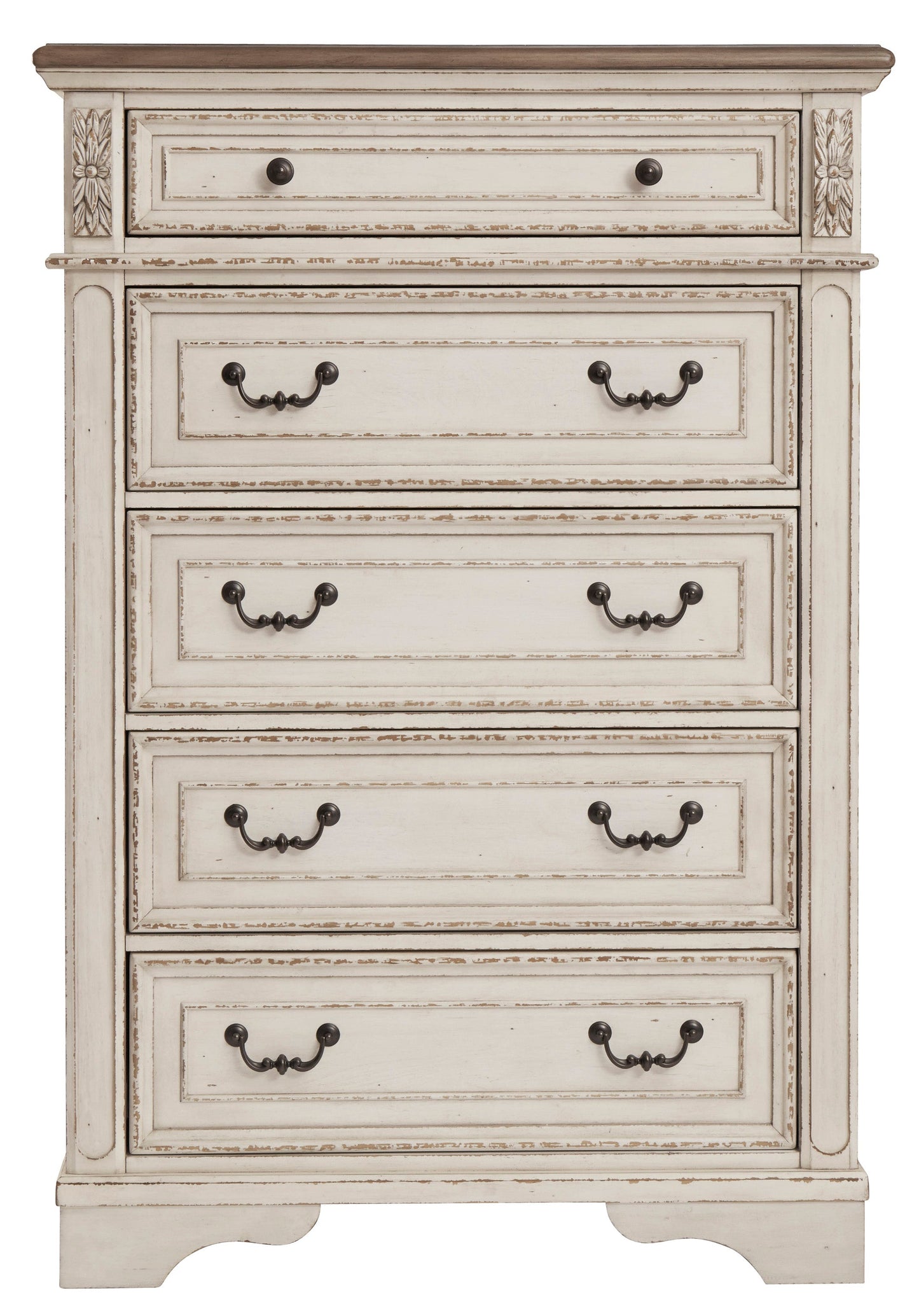 Realyn Chipped White Upholstered Panel Bedroom Set - SET | B743-54 | B743-57 | B743-96 | B743-31 | B743-36 - Luna Furniture - Dallas Store