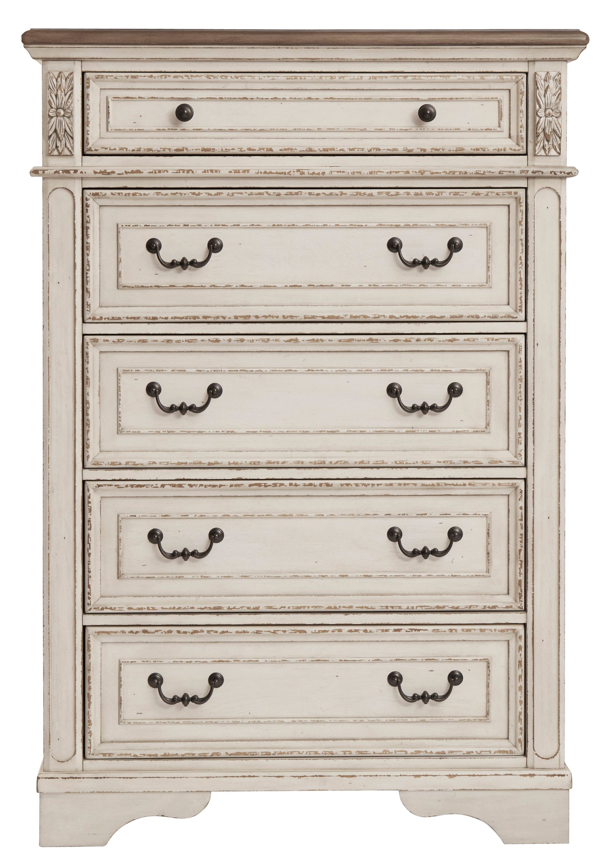 Realyn Chipped White Upholstered Panel Bedroom Set - SET | B743-54 | B743-57 | B743-96 | B743-31 | B743-36 - Luna Furniture - Dallas Store