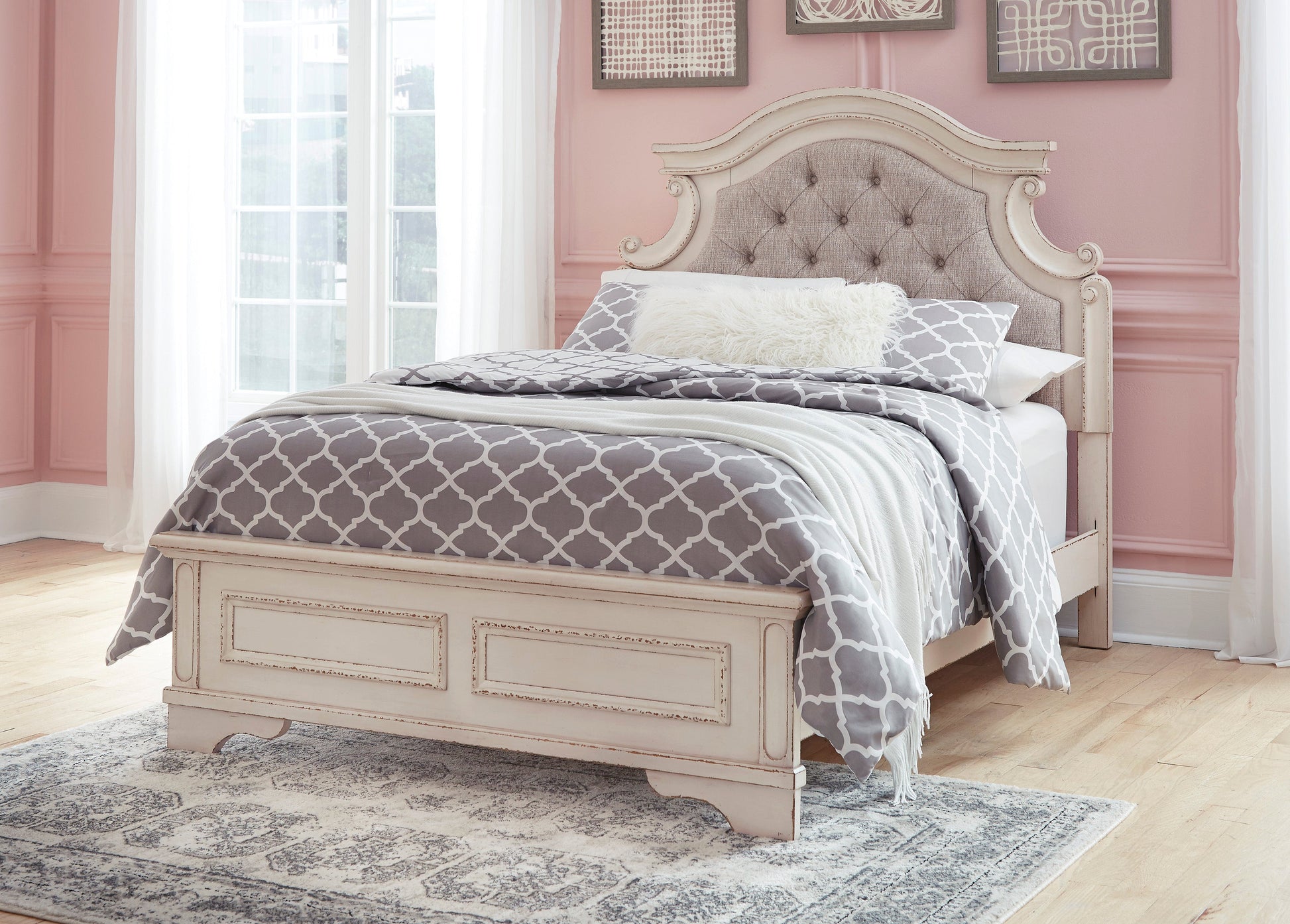 Realyn Chipped White Upholstered Panel Youth Bedroom Set - SET | B743-52 | B743-53 | B743-83 | B743-91 | B743-46 - Luna Furniture - Dallas Store