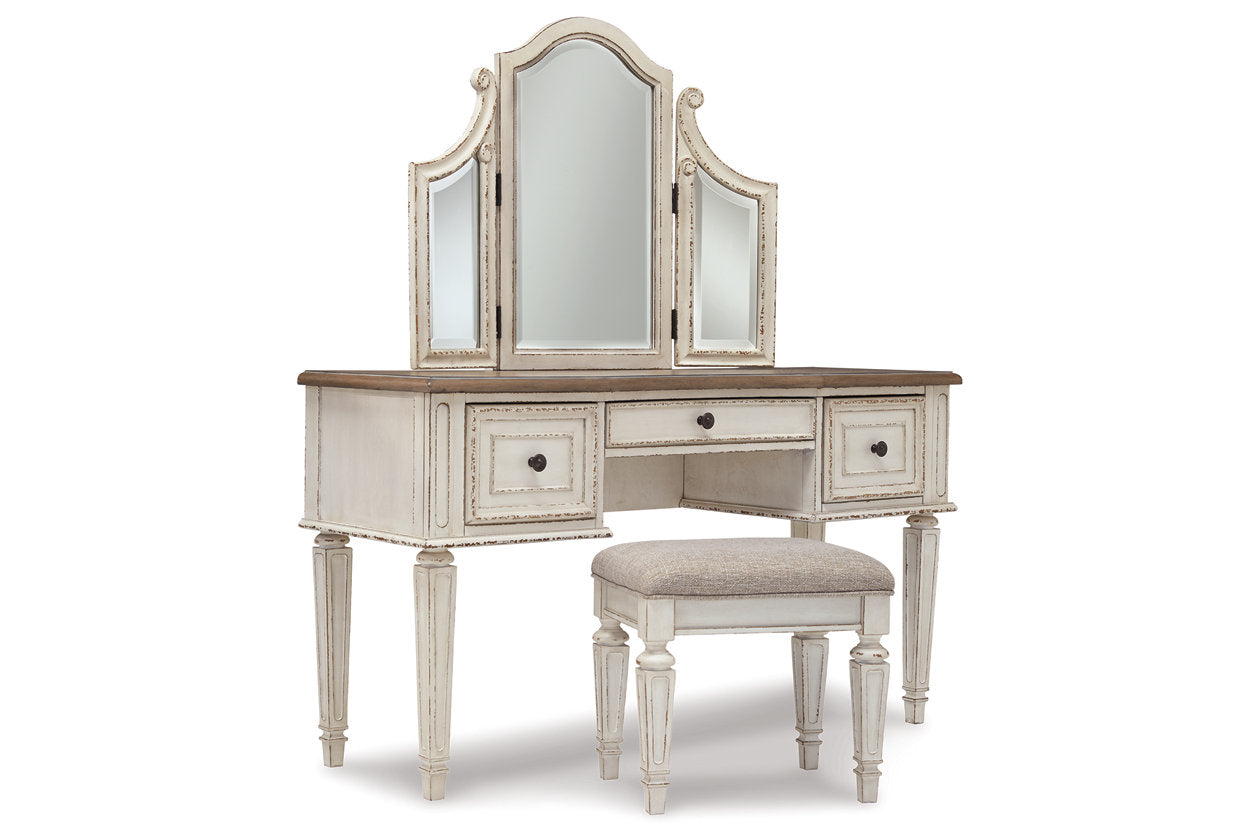 Realyn Two-tone Vanity and Mirror with Stool - B743-22 - Luna Furniture - Dallas Store