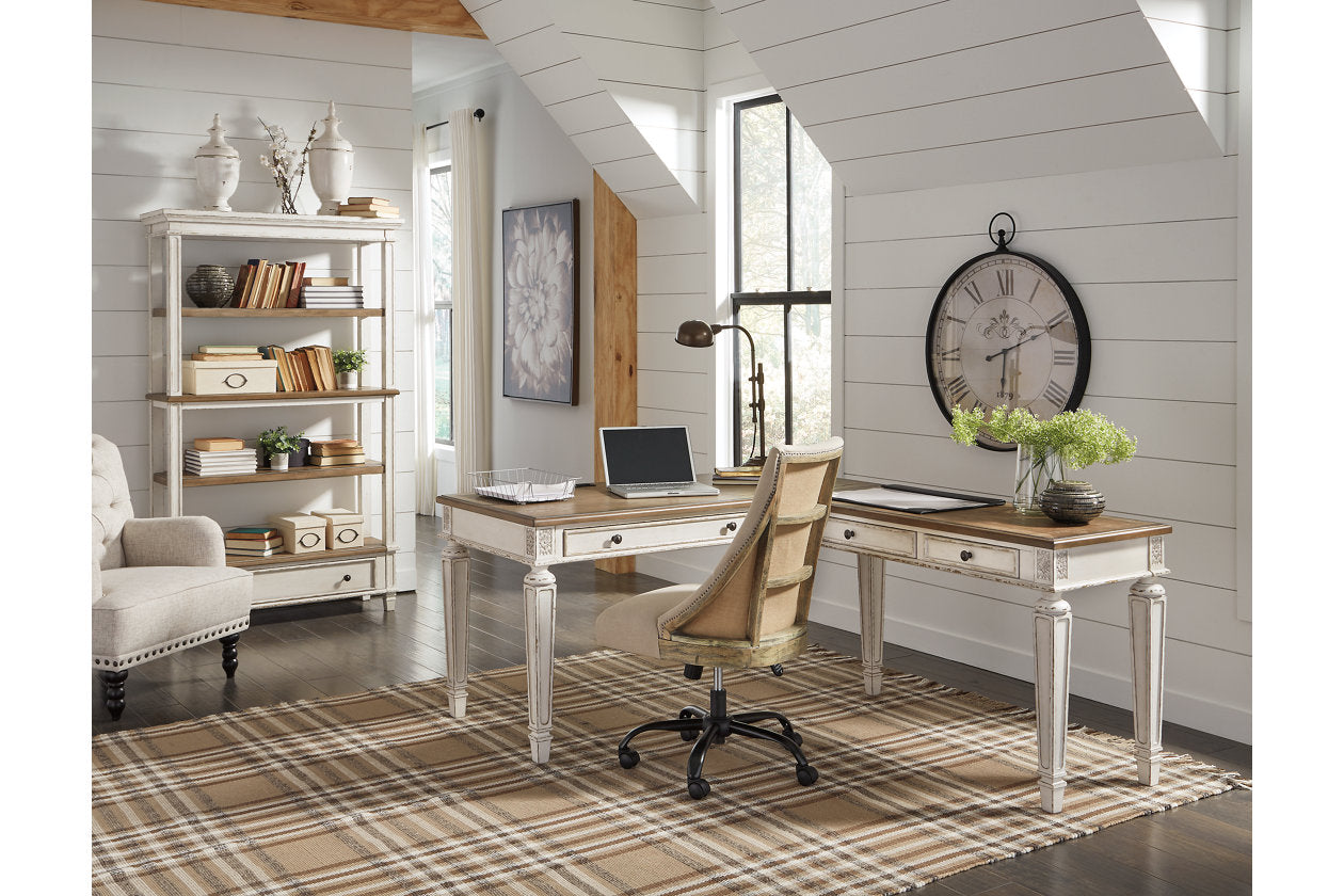 Realyn White/Brown 2-Piece Home Office Desk - SET | H743-34 | H743-34R - Luna Furniture - Dallas Store